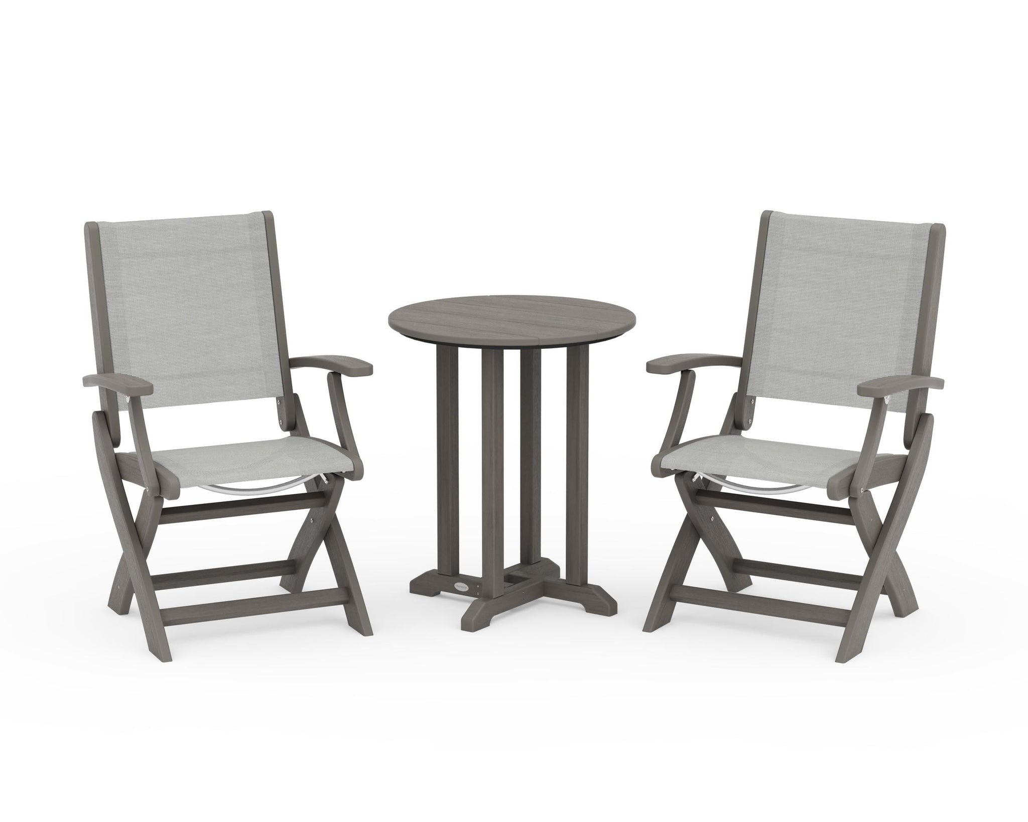 Coastal Folding 3-Piece Round Bistro Dining Set