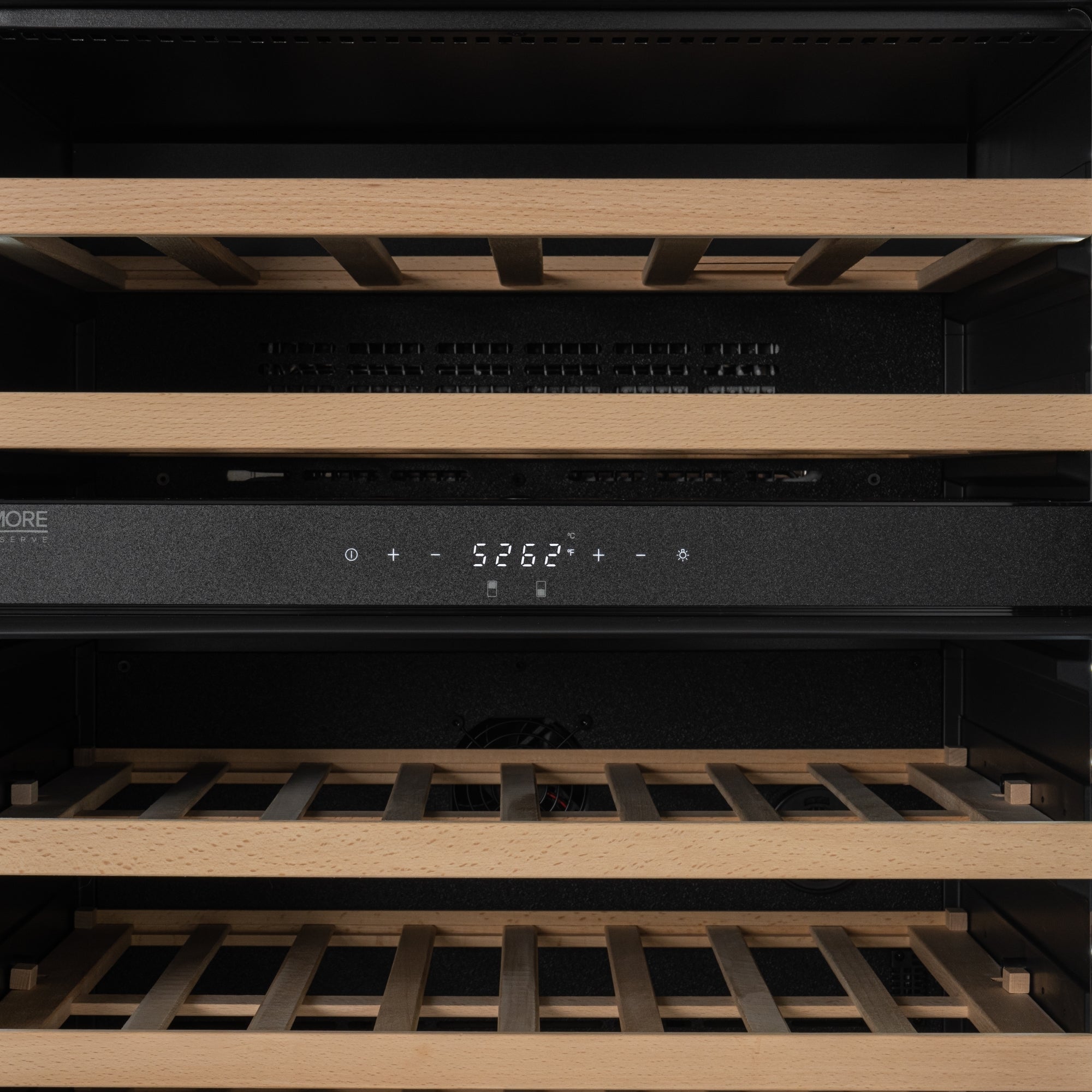 KoolMore Reserve 24 in. Under-Counter Panel Ready Dual Zone Built-in Wine Cooler with 45 Bottle Capacity and Wooden Shelves in Black