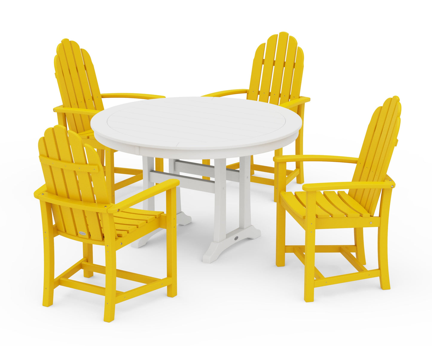 Classic Adirondack 5-Piece Round Dining Set with Trestle Legs