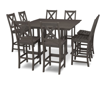 Braxton 9-Piece Farmhouse Trestle Bar Set