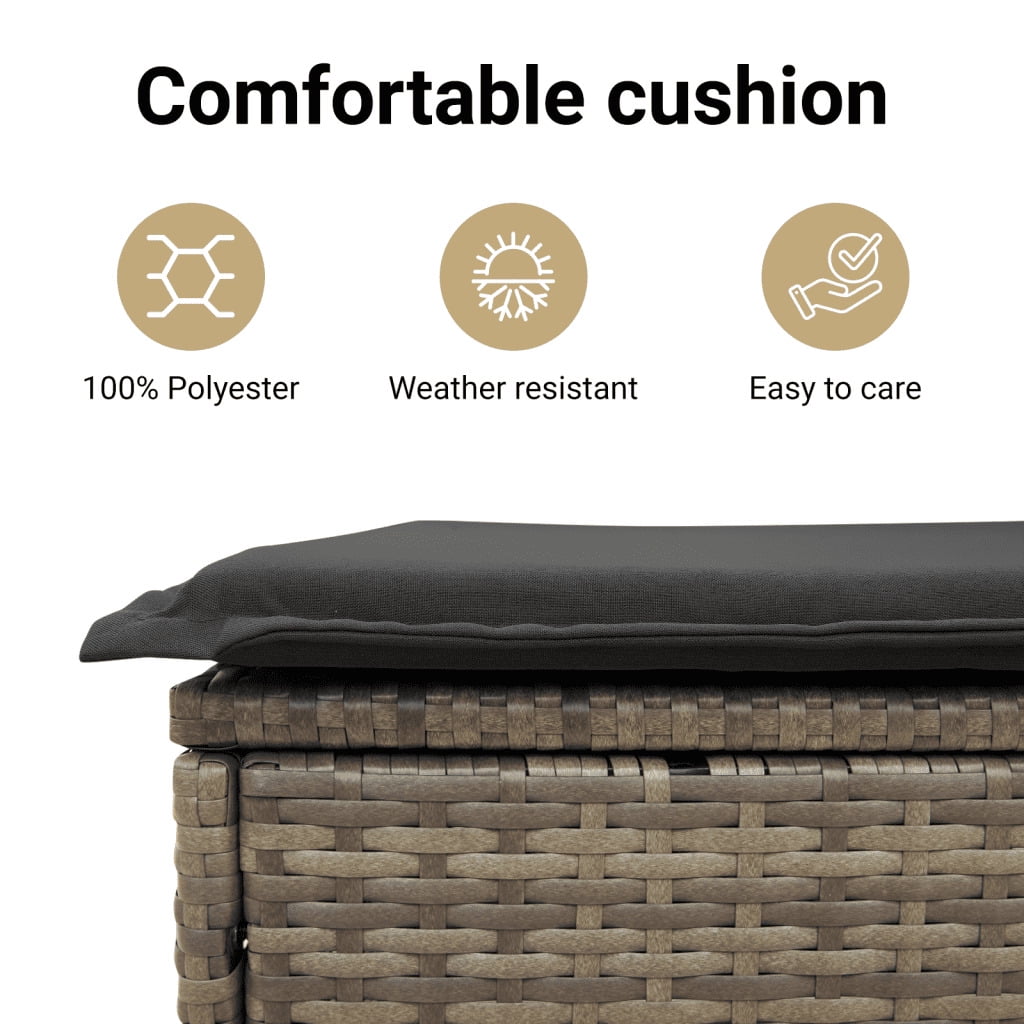 vidaXL Garden Sofa Set Grey PE Rattan Large Adjustable Armrests