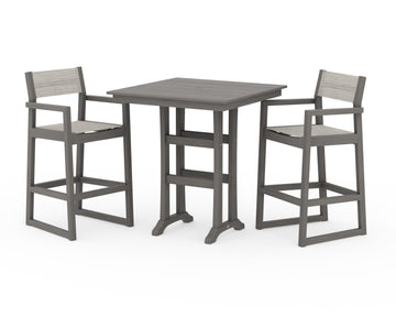 EDGE Sling Arm Chair 3-Piece Farmhouse Bar Set with Trestle Legs