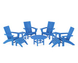 Modern Curveback Adirondack Chair 9-Piece Conversation Set