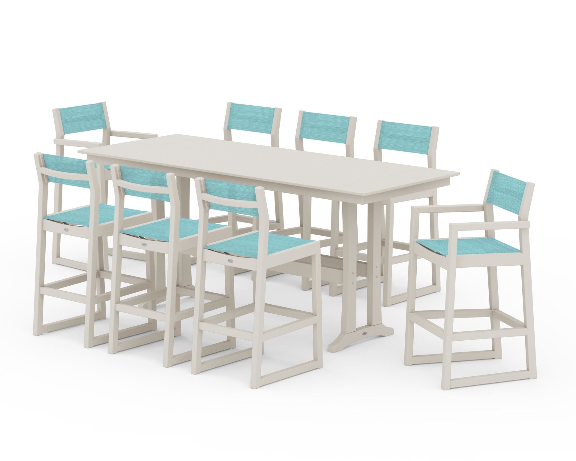 EDGE Sling 9-Piece Farmhouse Bar Set with Trestle Legs