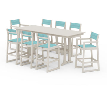 EDGE Sling 9-Piece Farmhouse Bar Set with Trestle Legs