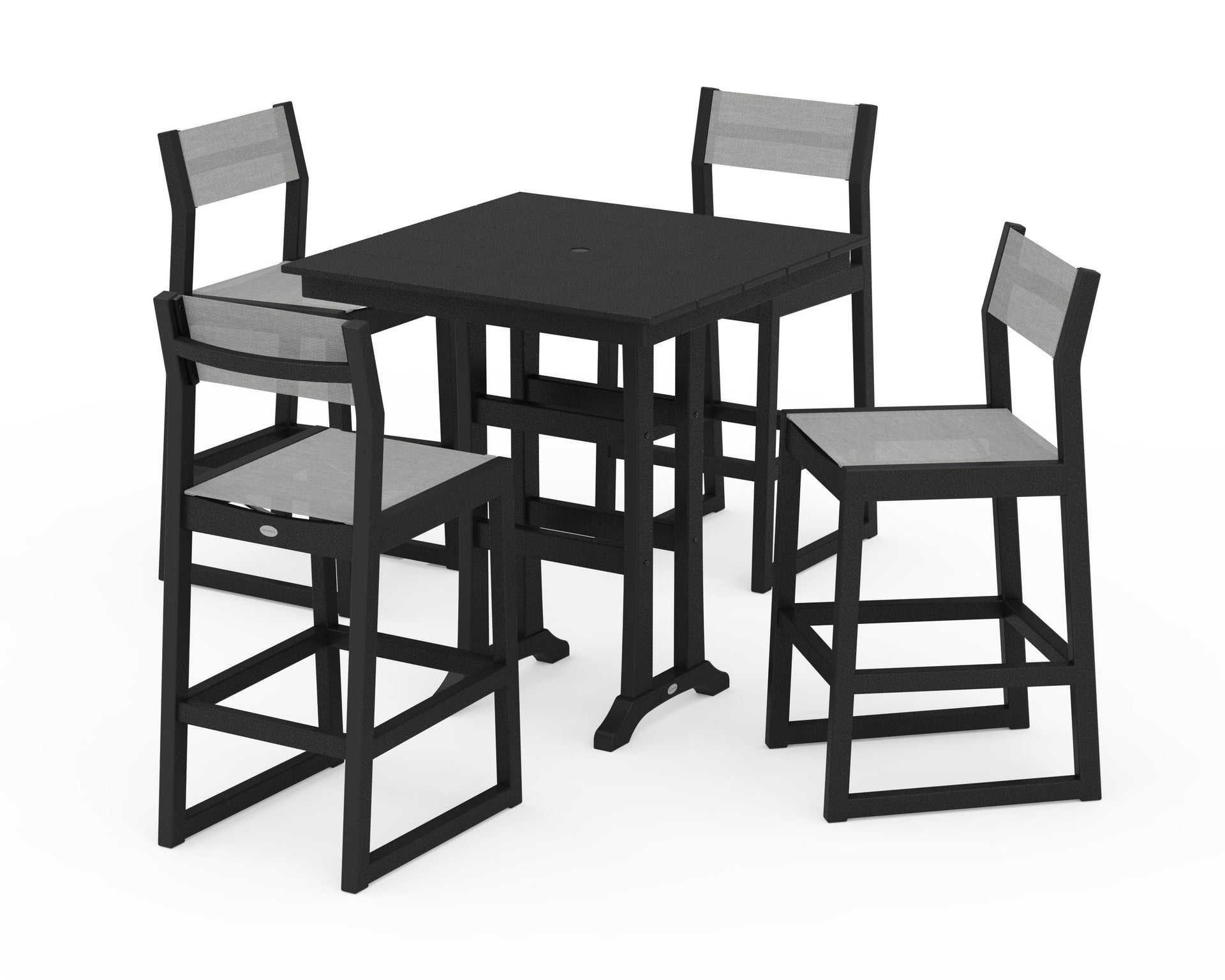 EDGE Sling Arm Chair 5-Piece Farmhouse Bar Set with Trestle Legs