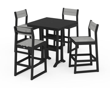 EDGE Sling Arm Chair 5-Piece Farmhouse Bar Set with Trestle Legs