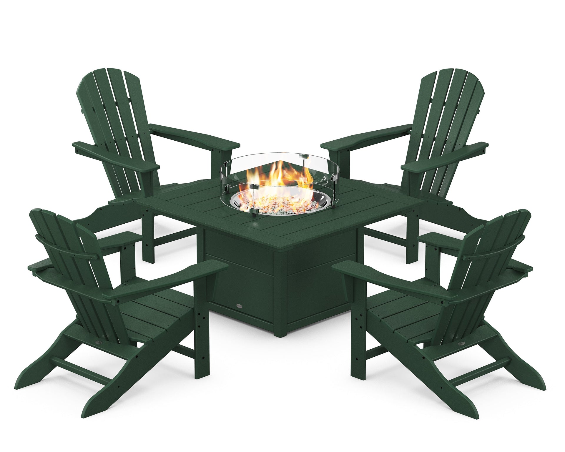 Palm Coast 5-Piece Adirondack Chair Conversation Set with Fire Pit Table