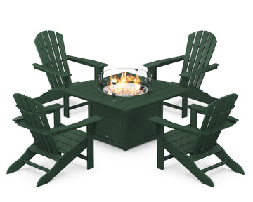 Palm Coast 5-Piece Adirondack Chair Conversation Set with Fire Pit Table