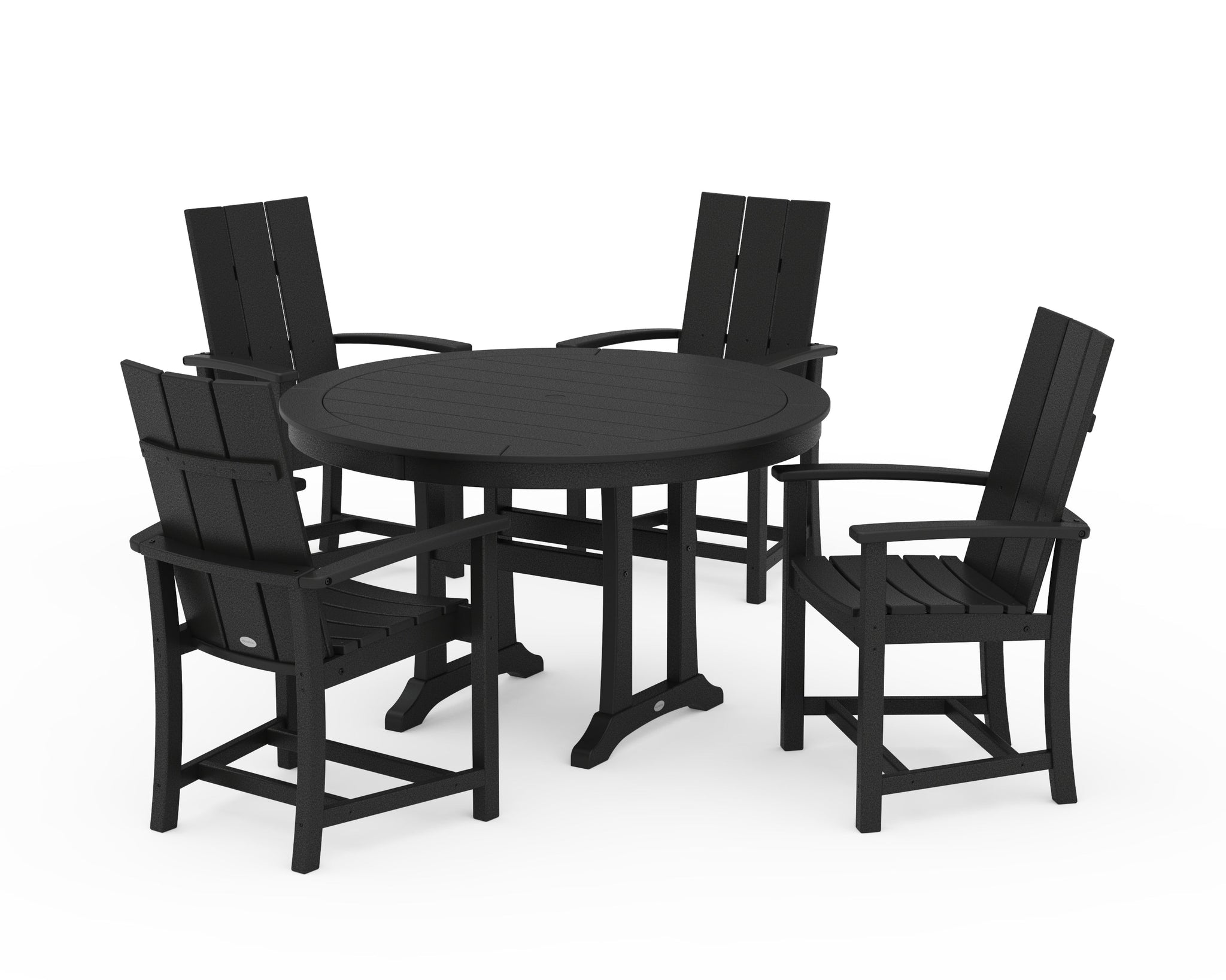 Modern Adirondack 5-Piece Round Dining Set with Trestle Legs