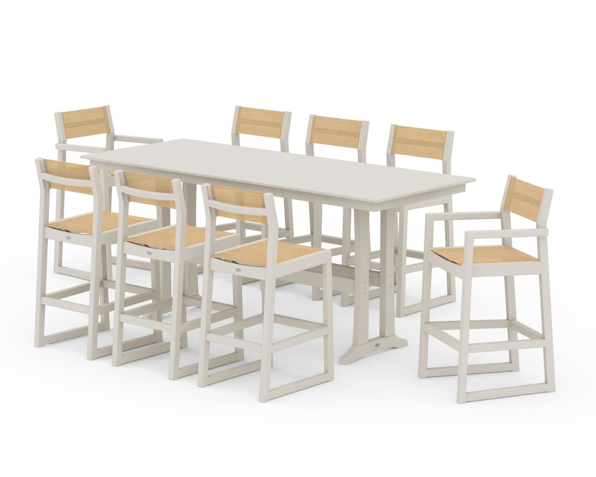 EDGE Sling 9-Piece Farmhouse Bar Set with Trestle Legs