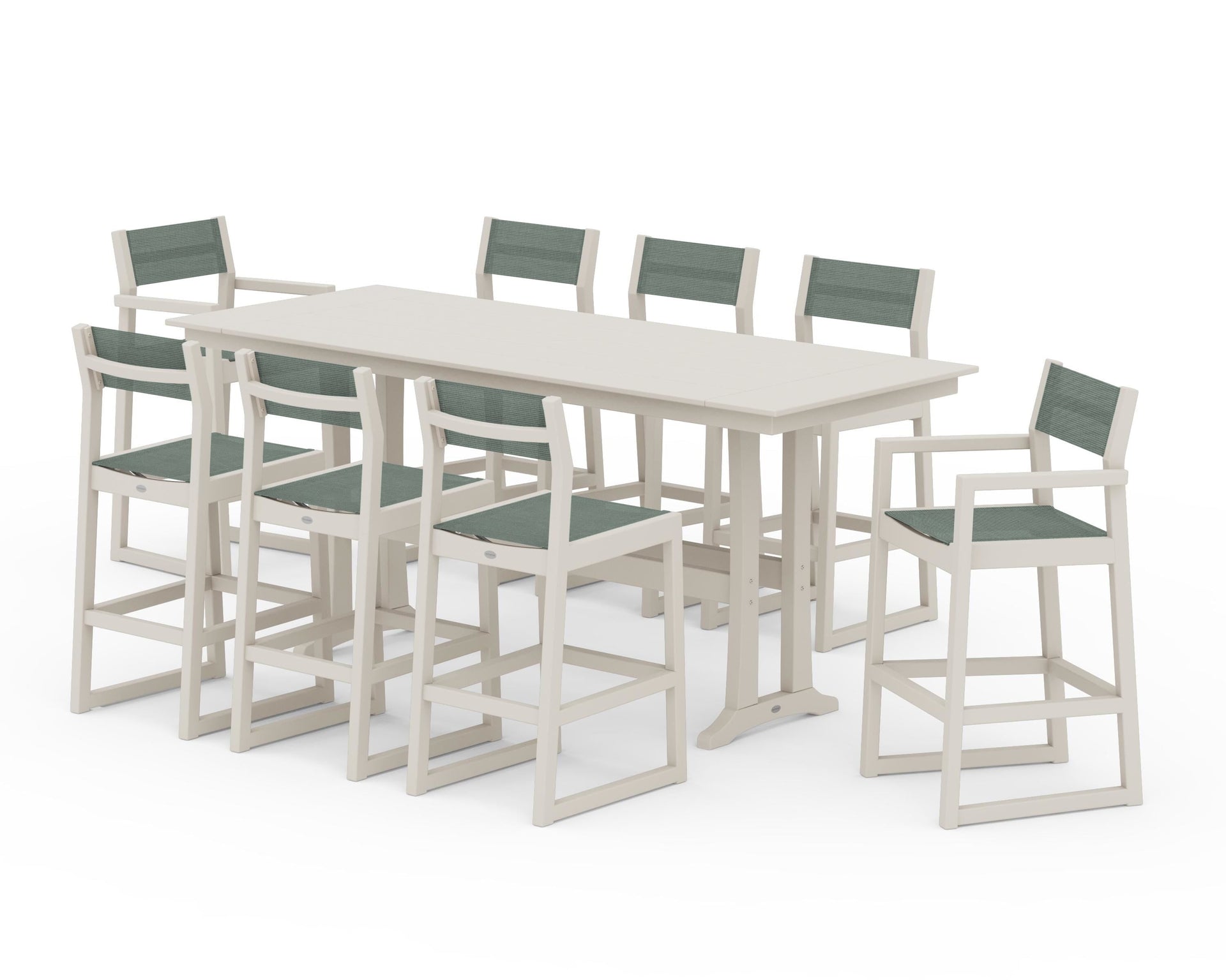 EDGE Sling 9-Piece Farmhouse Bar Set with Trestle Legs