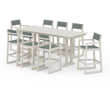 EDGE Sling 9-Piece Farmhouse Bar Set with Trestle Legs