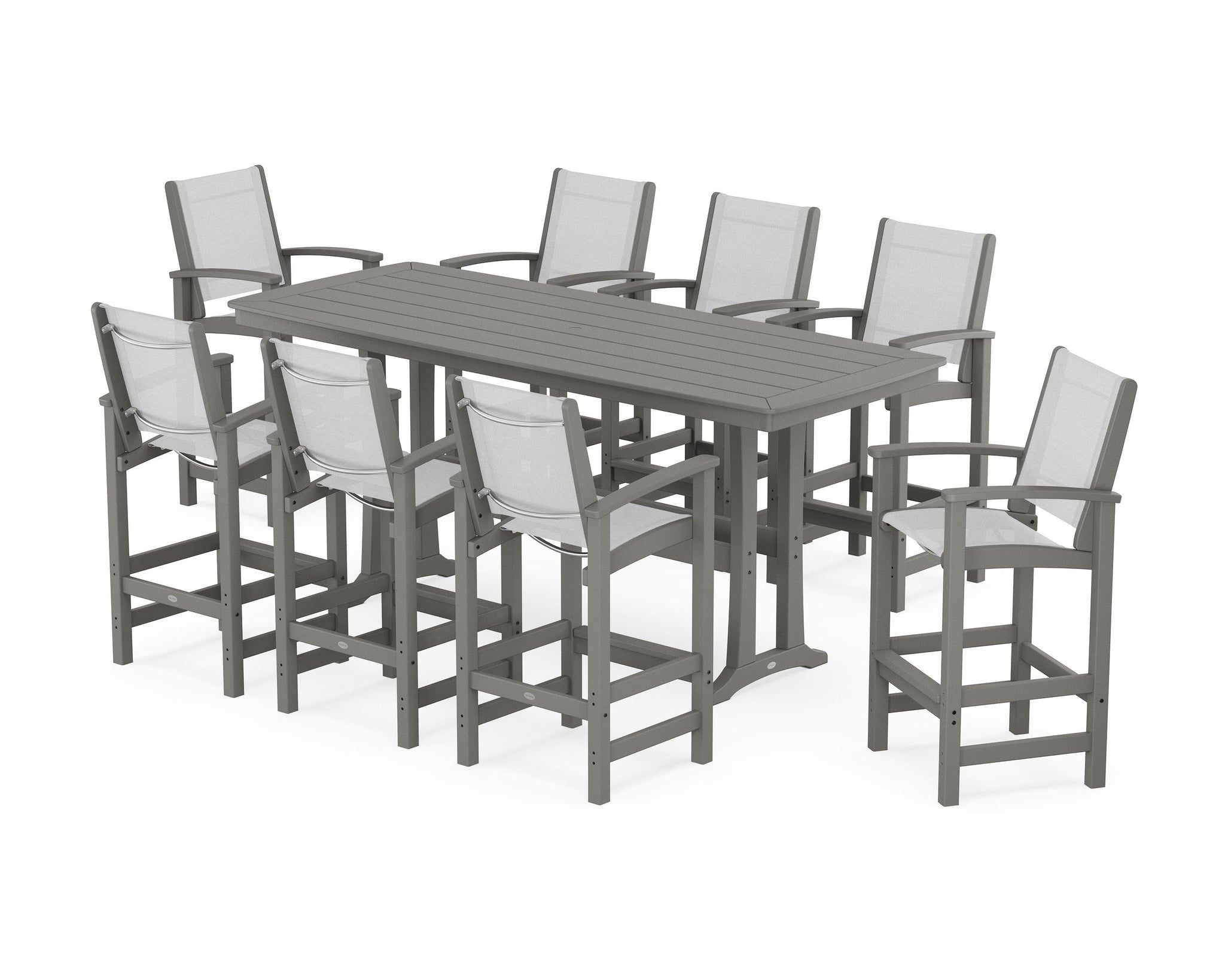 Coastal 9-Piece Bar Set with Trestle Legs