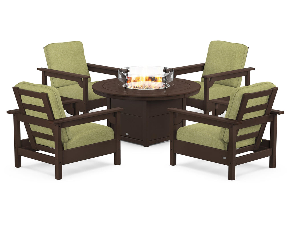 Club 5-Piece Conversation Set with Fire Pit Table