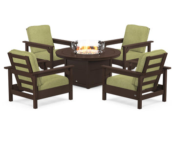 Club 5-Piece Conversation Set with Fire Pit Table