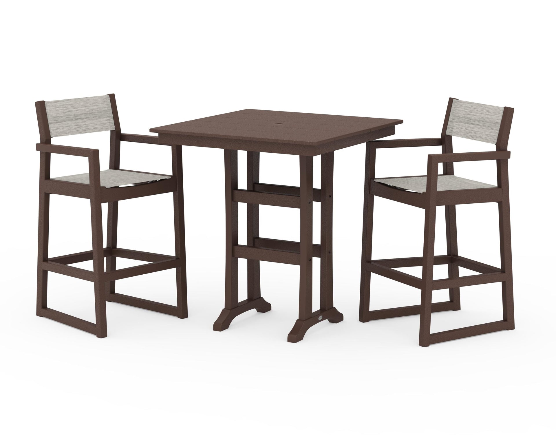 EDGE Sling Arm Chair 3-Piece Farmhouse Bar Set with Trestle Legs