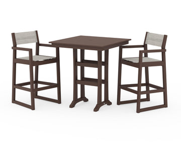 EDGE Sling Arm Chair 3-Piece Farmhouse Bar Set with Trestle Legs