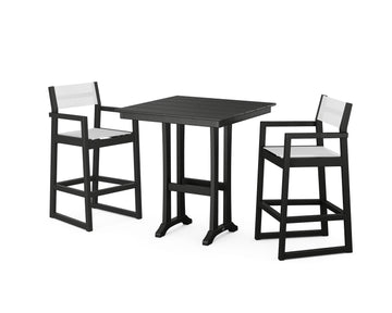 EDGE Sling Arm Chair 3-Piece Farmhouse Bar Set with Trestle Legs