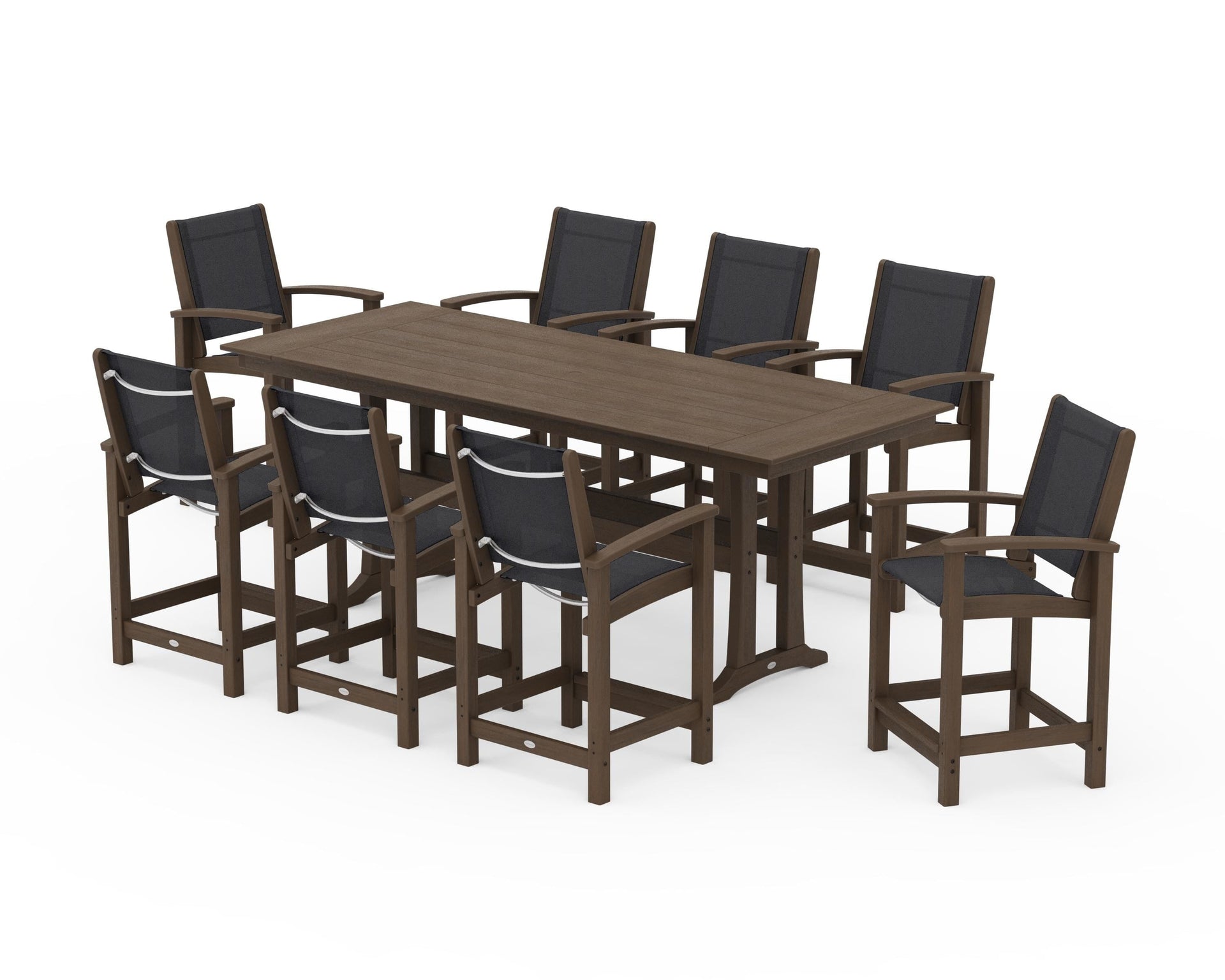 Coastal 9-Piece Farmhouse Counter Set with Trestle Legs