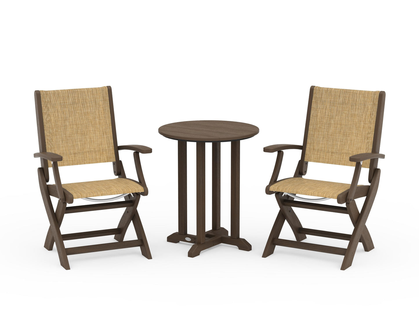 Coastal Folding 3-Piece Round Bistro Dining Set