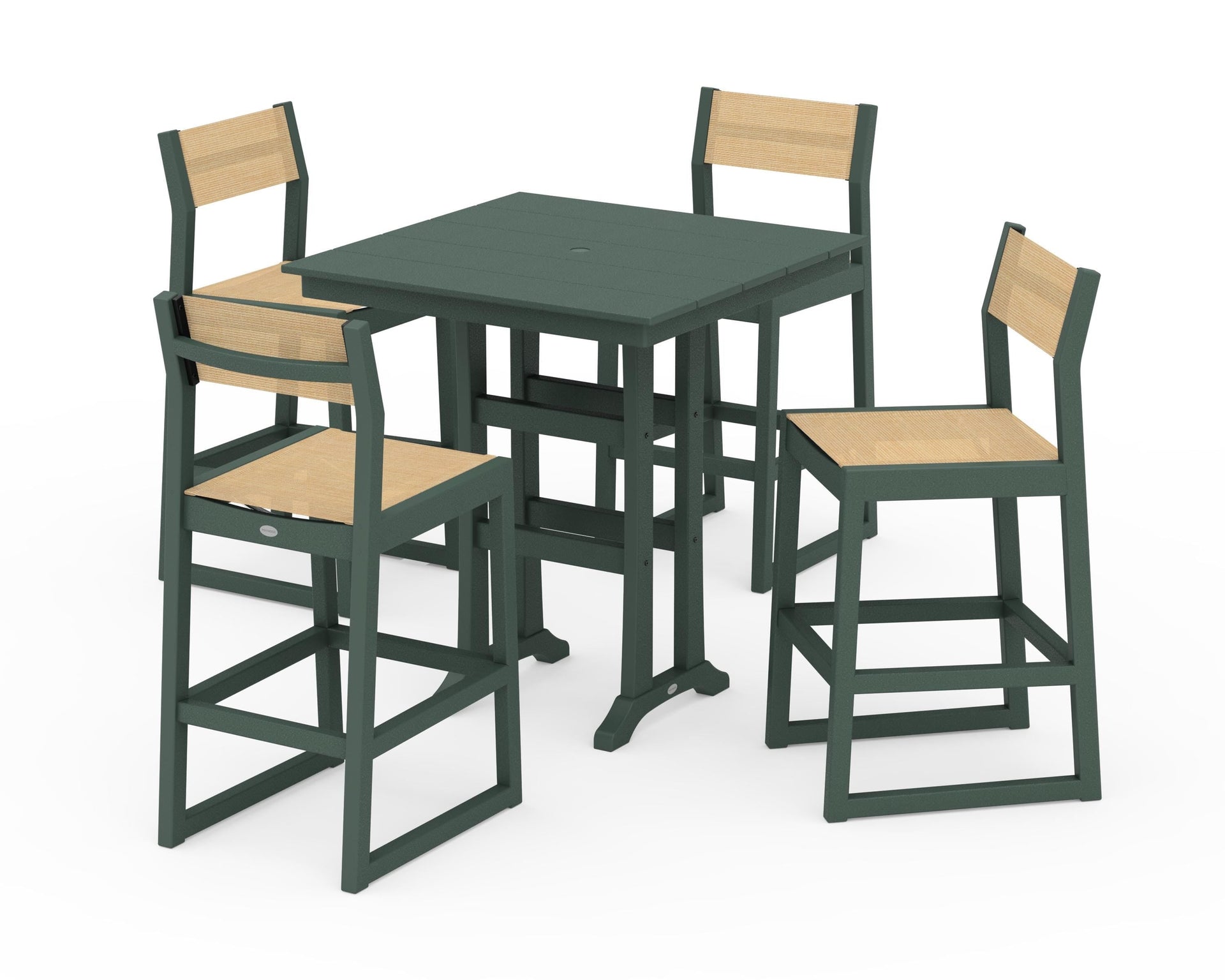 EDGE Sling Arm Chair 5-Piece Farmhouse Bar Set with Trestle Legs