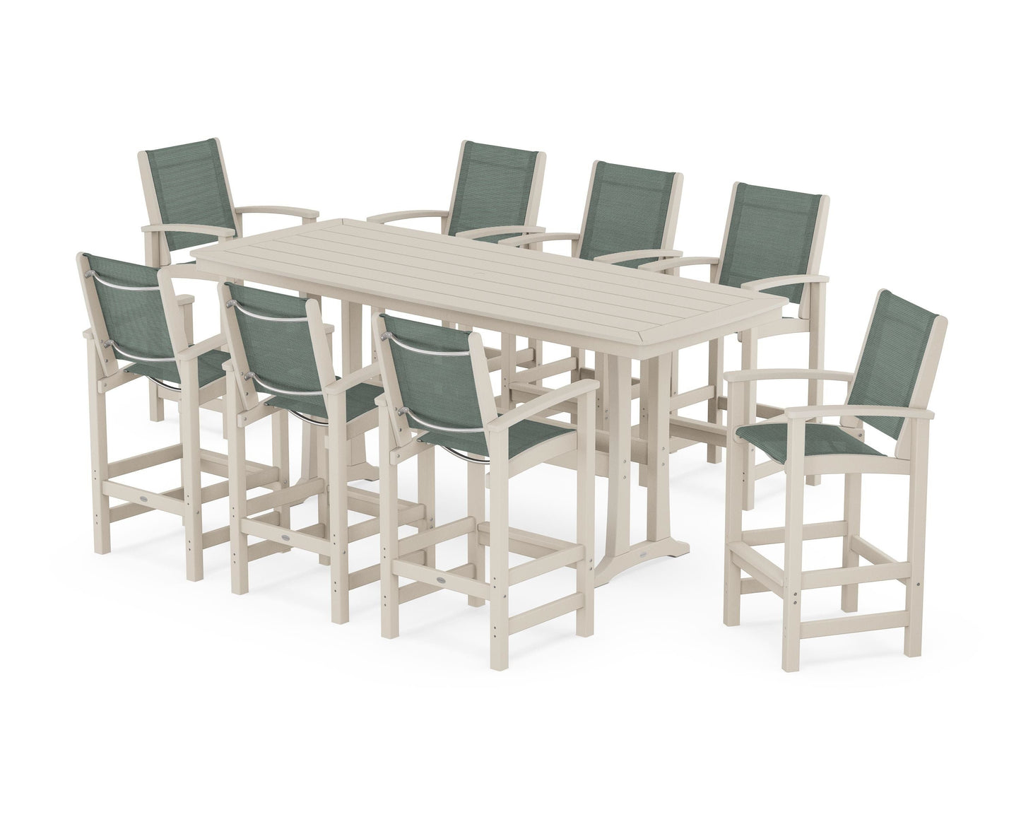 Coastal 9-Piece Bar Set with Trestle Legs