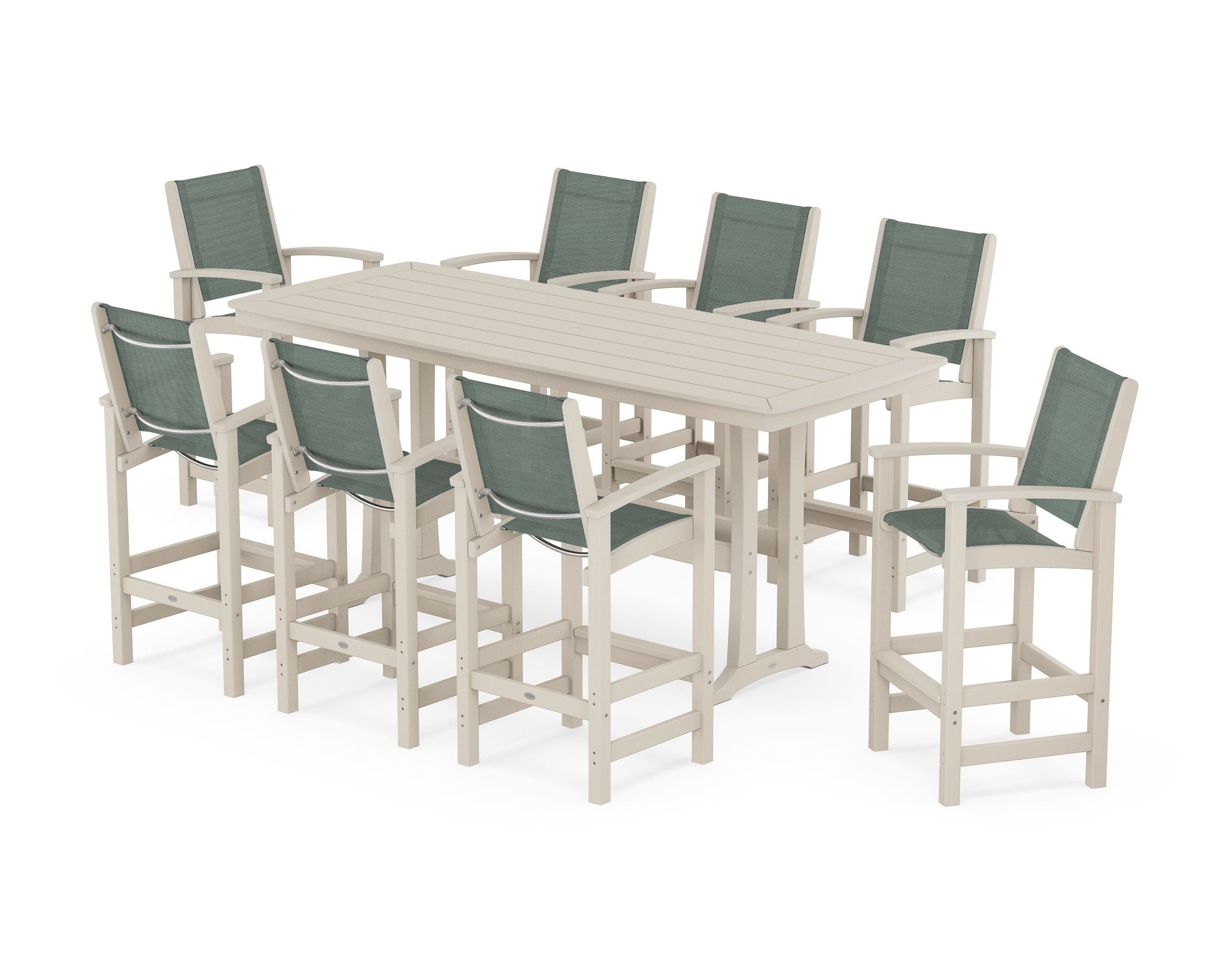 Coastal 9-Piece Bar Set with Trestle Legs
