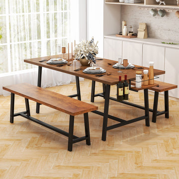 Costway 3-Piece Dining Table Set for 5-7 w/ 2-Bottle Wine Rack & Condiment Holder 47328561 New