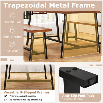 Costway 3-Piece Dining Table Set for 5-7 w/ 2-Bottle Wine Rack & Condiment Holder 47328561 New