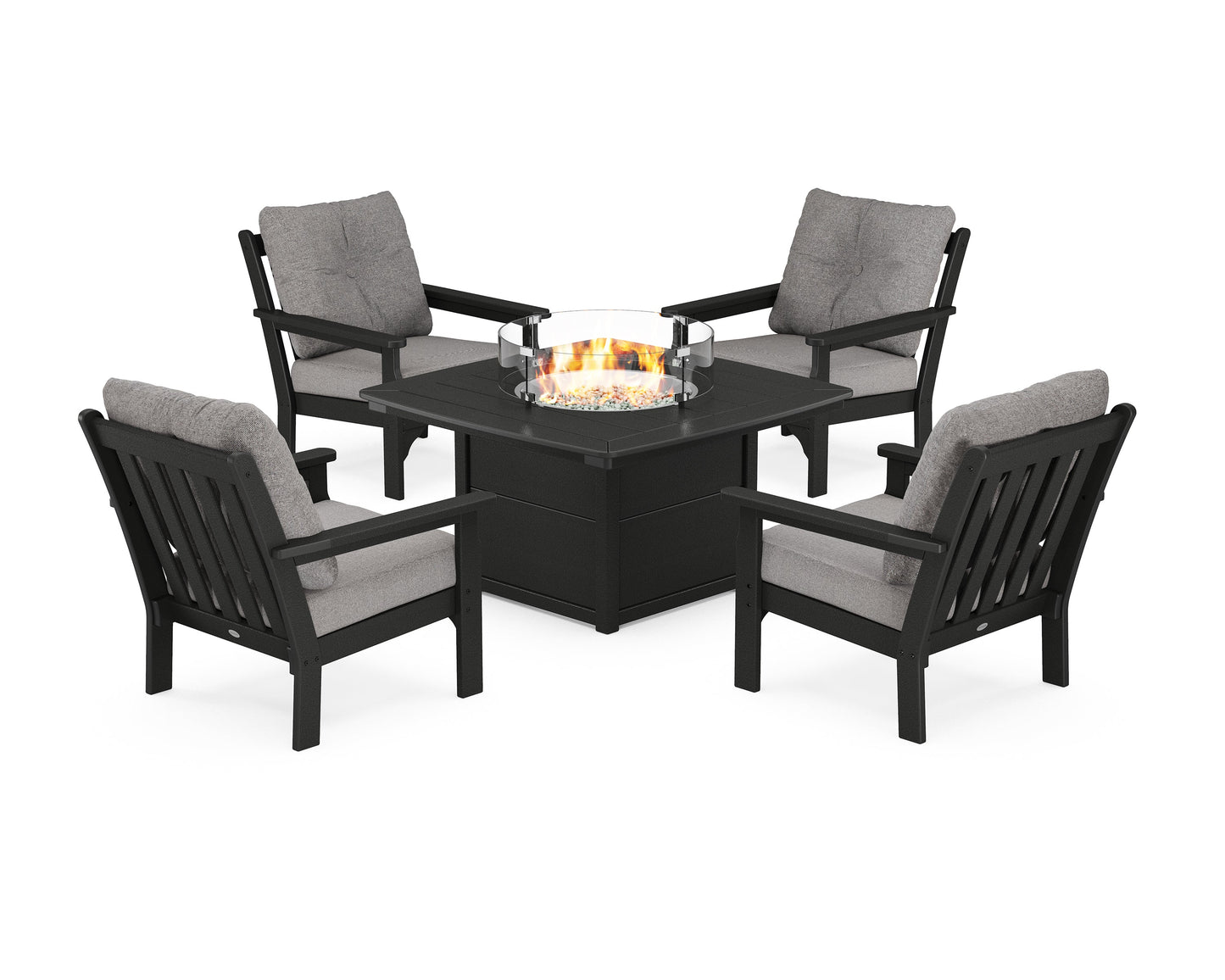 Vineyard 5-Piece Conversation Set with Fire Pit Table