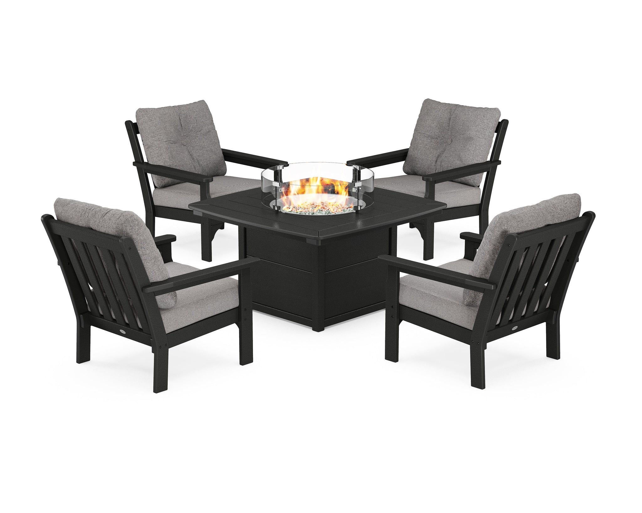 Vineyard 5-Piece Conversation Set with Fire Pit Table