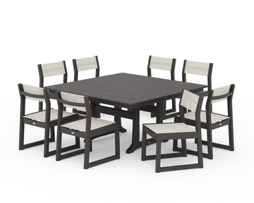 EDGE Sling Side Chair 9-Piece Farmhouse Trestle Dining Set