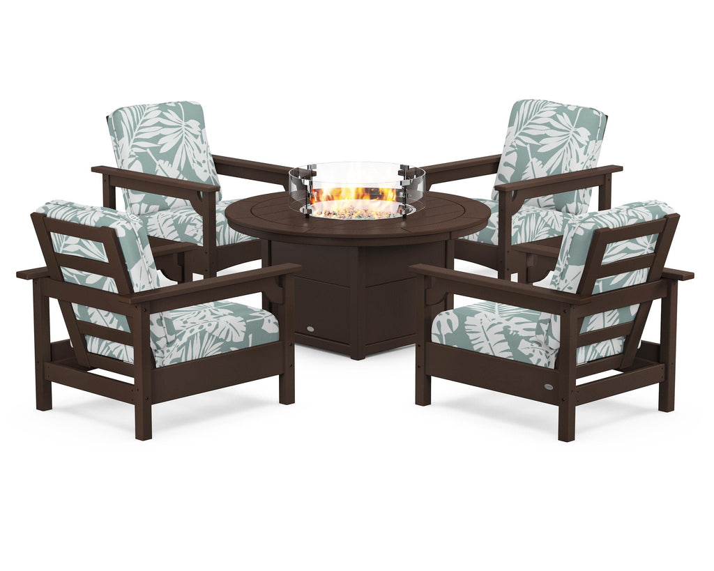 Club 5-Piece Conversation Set with Fire Pit Table