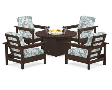 Club 5-Piece Conversation Set with Fire Pit Table