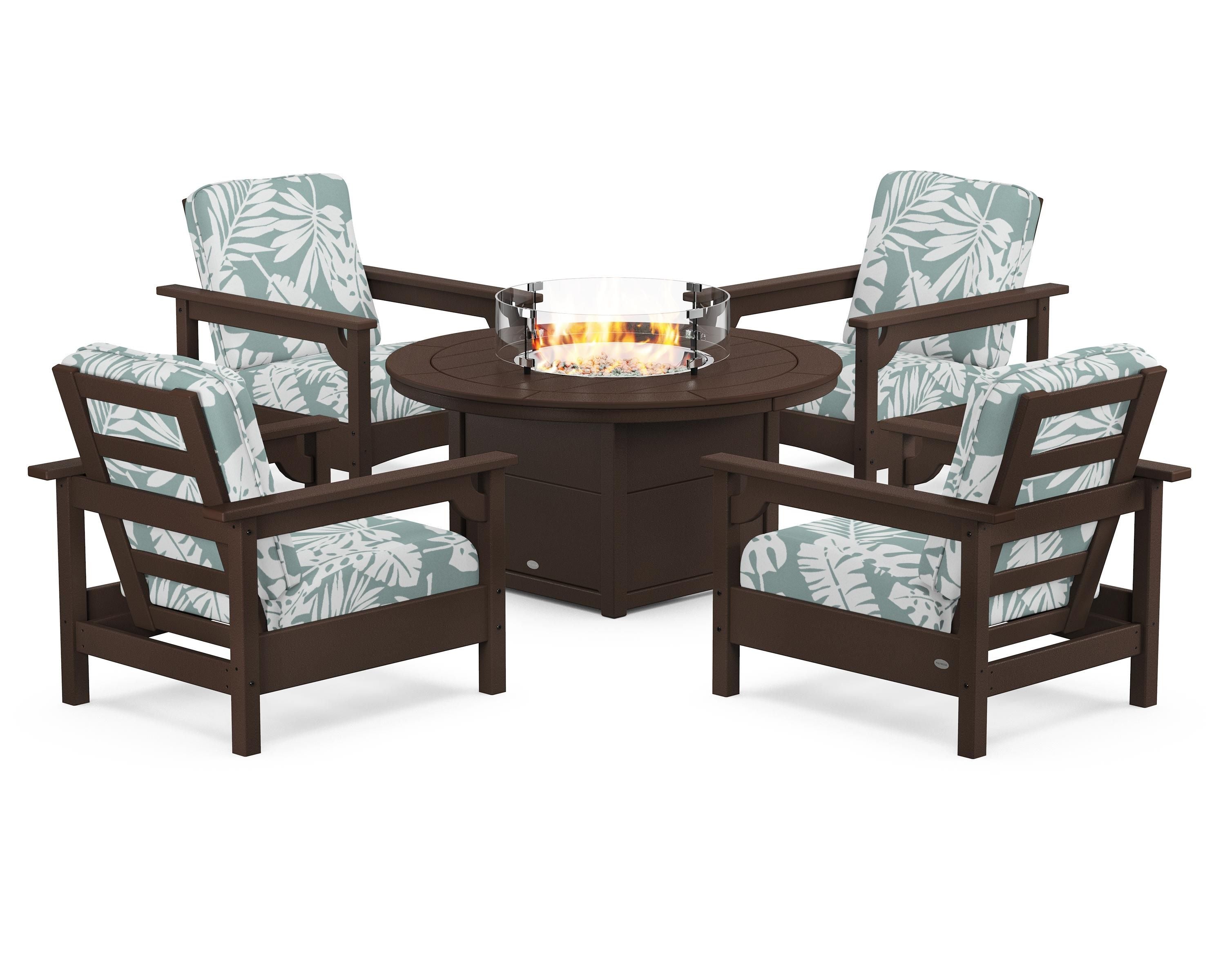 Club 5-Piece Conversation Set with Fire Pit Table