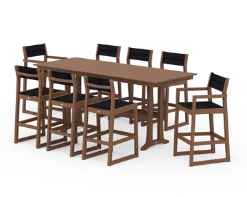 EDGE Sling 9-Piece Farmhouse Bar Set with Trestle Legs