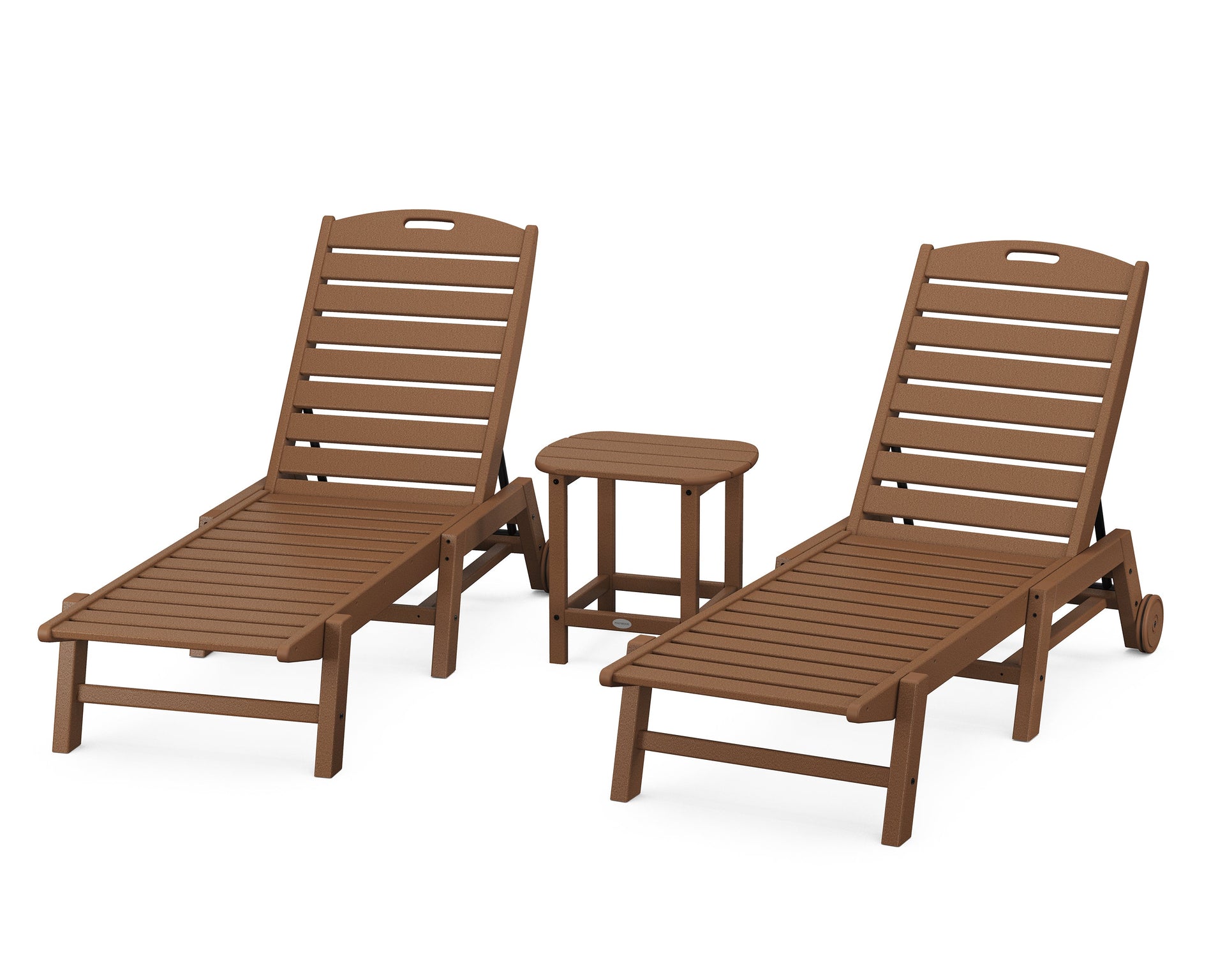 Nautical 3-Piece Chaise Lounge with Wheels Set with South Beach 18" Side Table
