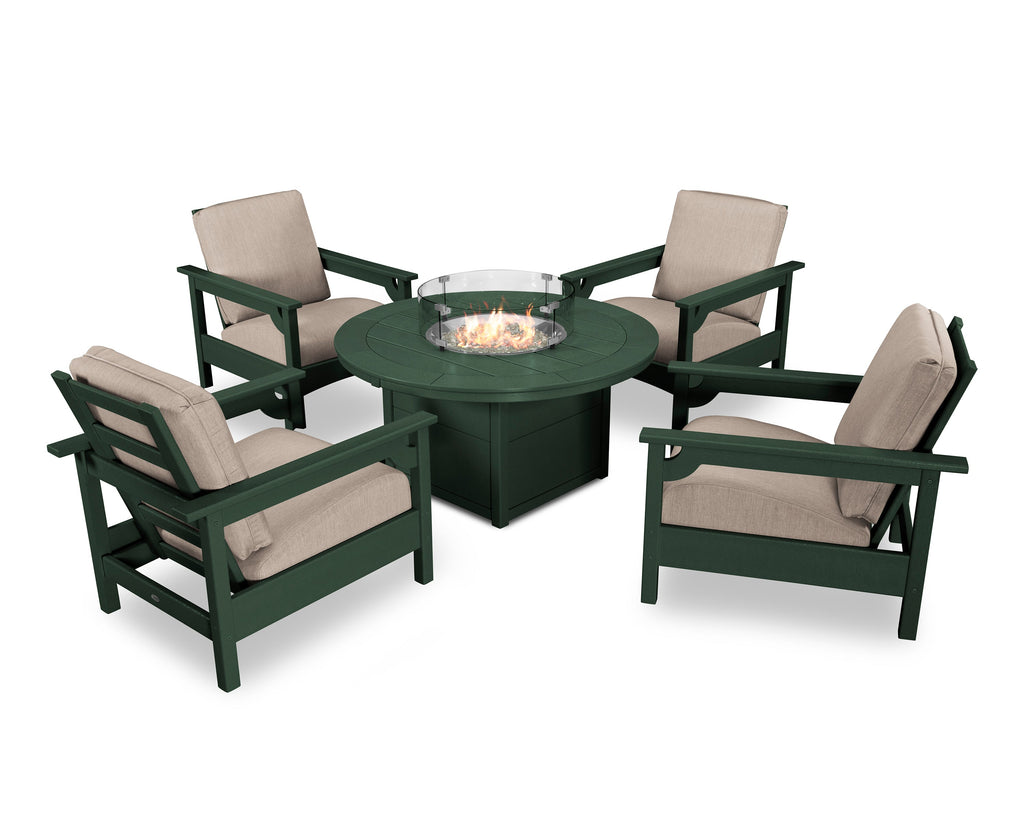 Club 5-Piece Conversation Set with Fire Pit Table