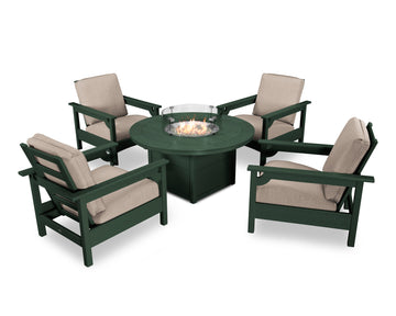 Club 5-Piece Conversation Set with Fire Pit Table