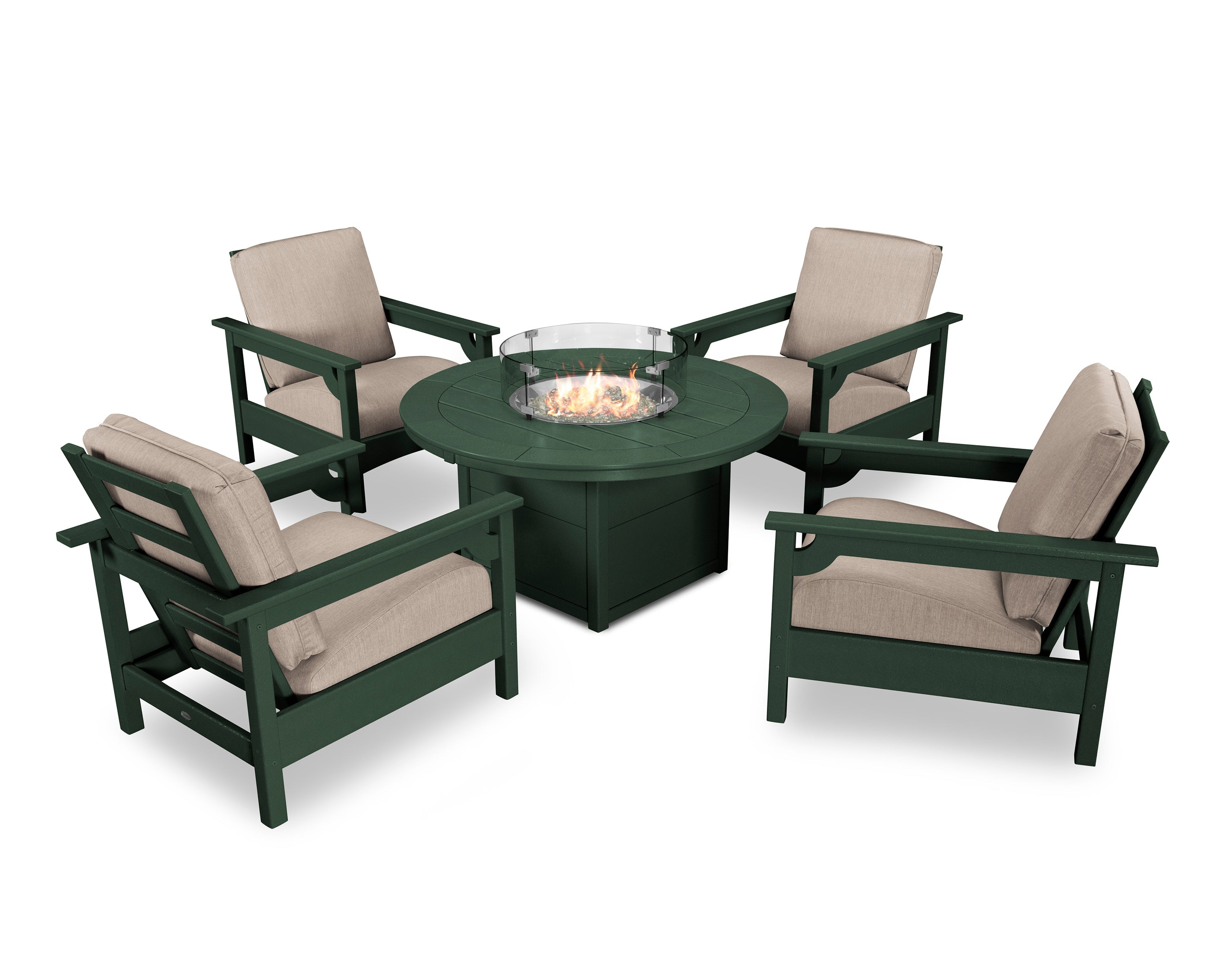 Club 5-Piece Conversation Set with Fire Pit Table