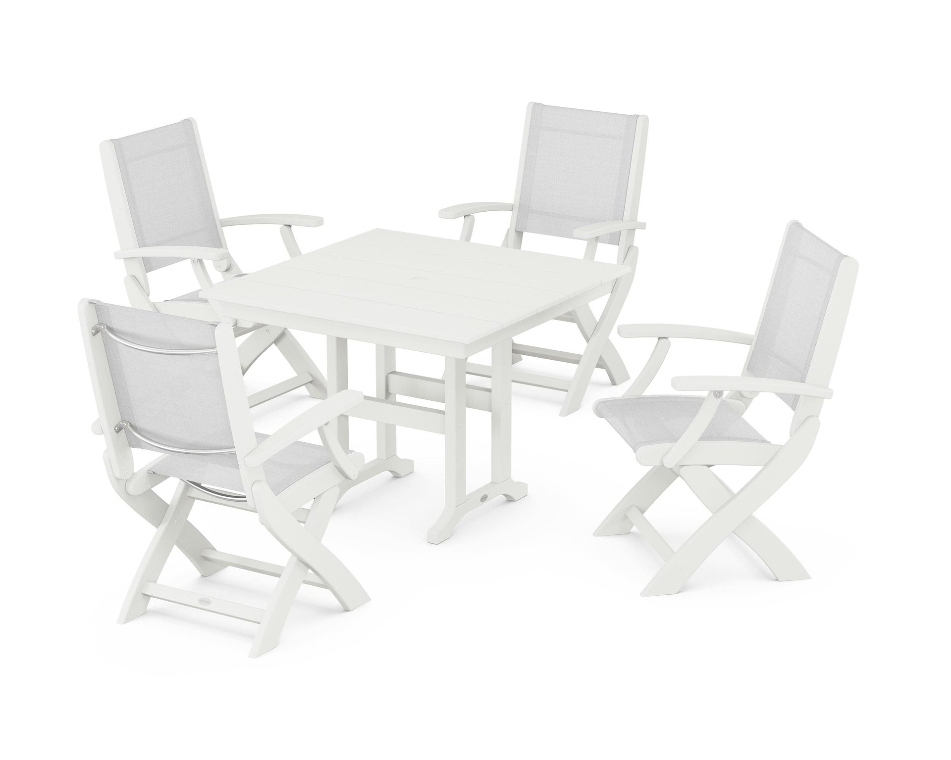 Coastal Folding Chair 5-Piece Farmhouse Dining Set