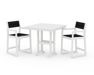 EDGE Sling Arm Chair 3-Piece Farmhouse Counter Set with Trestle Legs