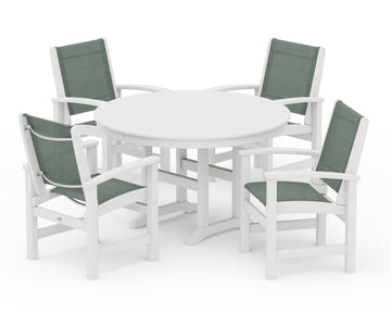 Coastal 5-Piece Round Farmhouse Dining Set