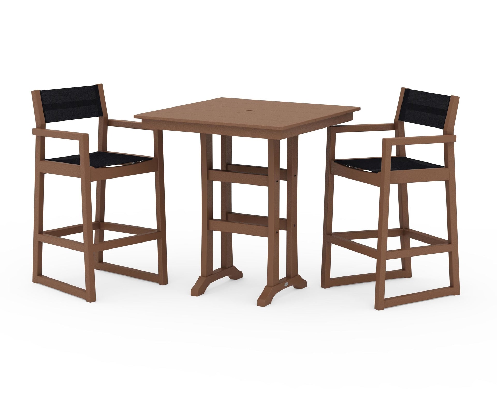 EDGE Sling Arm Chair 3-Piece Farmhouse Bar Set with Trestle Legs