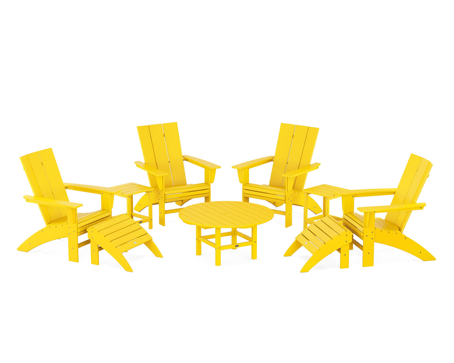 Modern Curveback Adirondack Chair 9-Piece Conversation Set