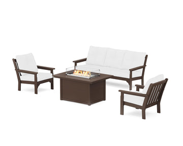 Vineyard Deep Seating Fire Pit Table Set