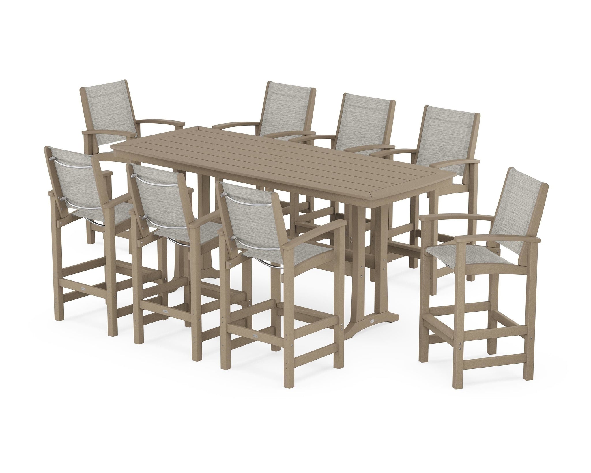 Coastal 9-Piece Bar Set with Trestle Legs