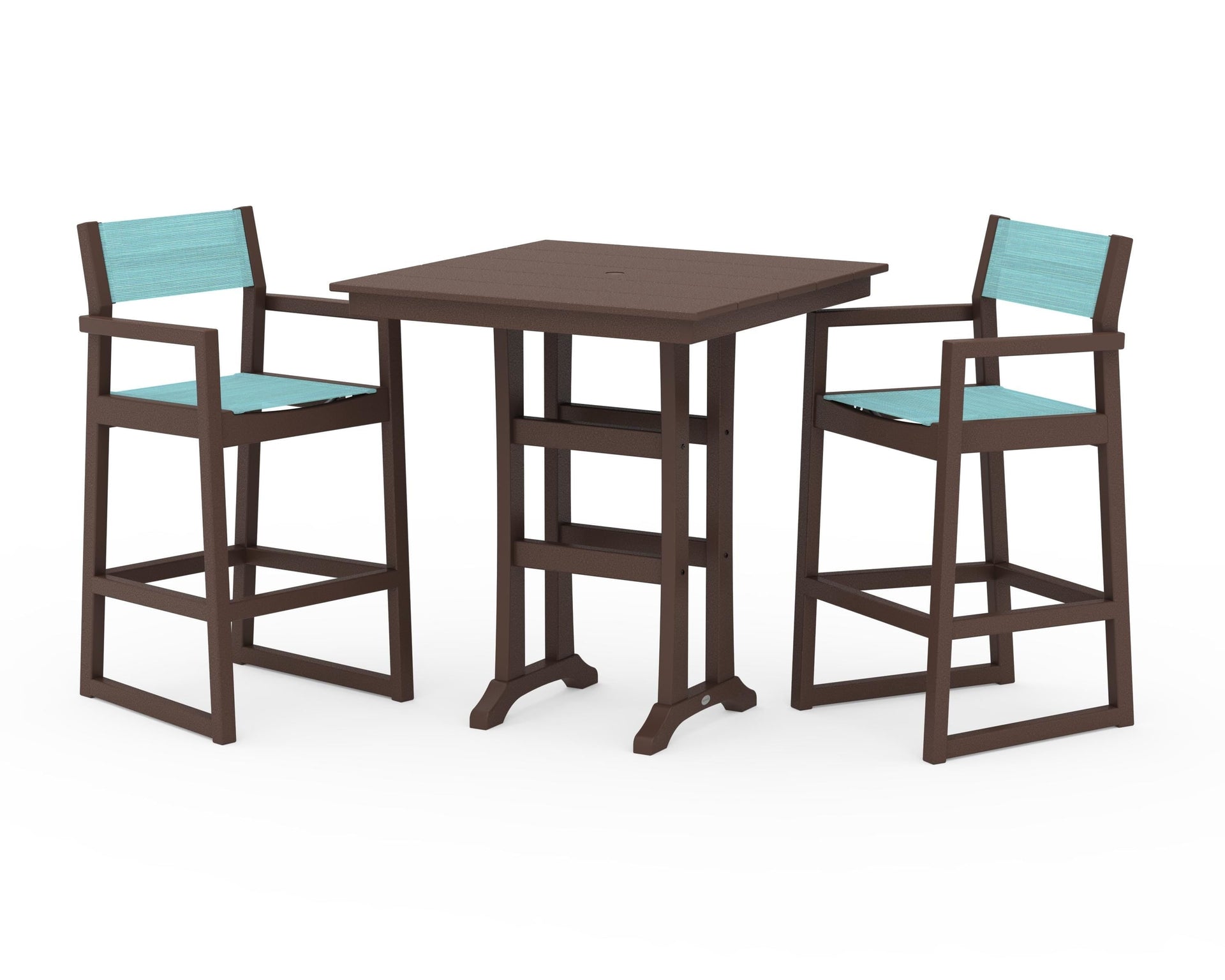 EDGE Sling Arm Chair 3-Piece Farmhouse Bar Set with Trestle Legs