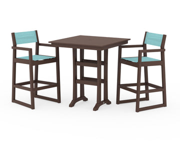 EDGE Sling Arm Chair 3-Piece Farmhouse Bar Set with Trestle Legs